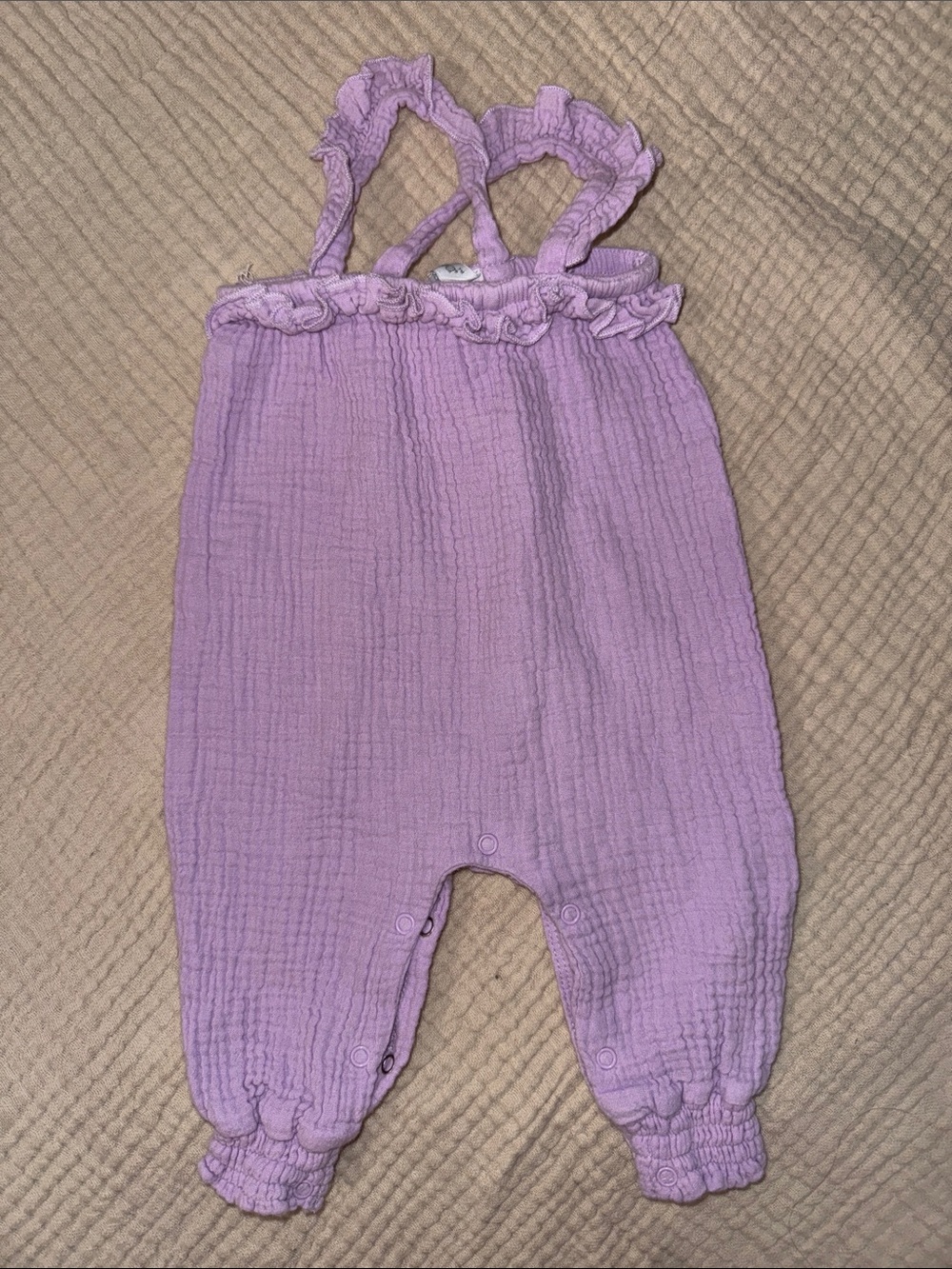 Ruffled Strap Lilac Muslin One-Piece for Kids
